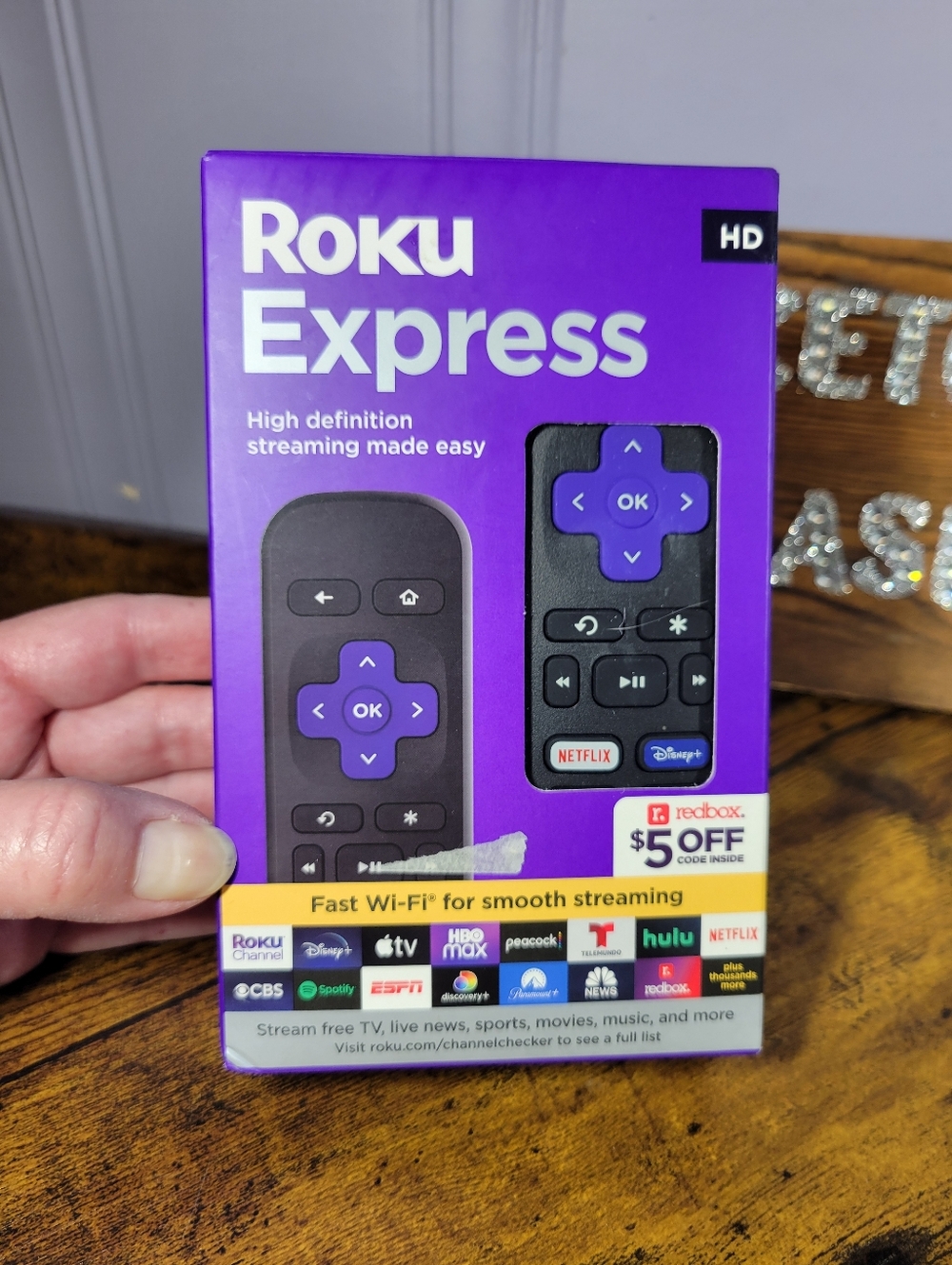 Roku Express Streaming Player in Purple and Black